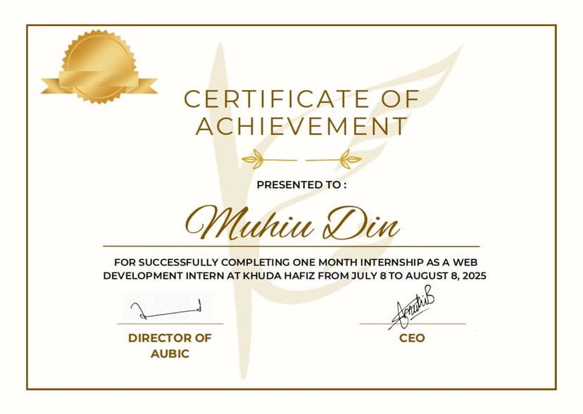 Khuda Hafiz – Web Development Internship
